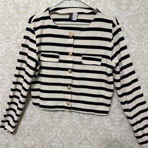 H&M Black and Cream Striped Sweater